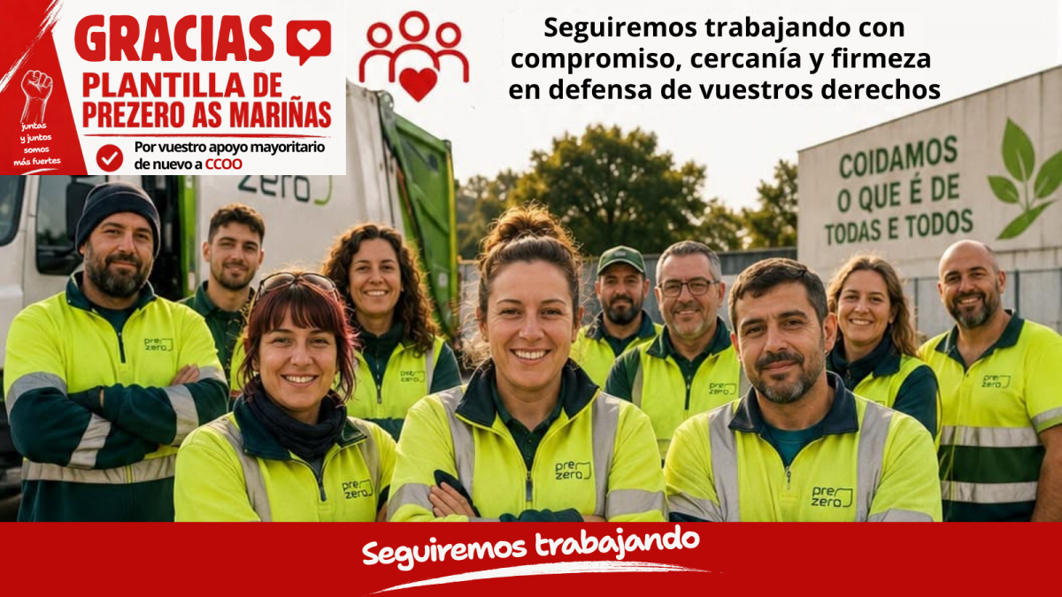 CCOO del Hábitat de Galicia revalida su mayoría en PreZero As Mariñas