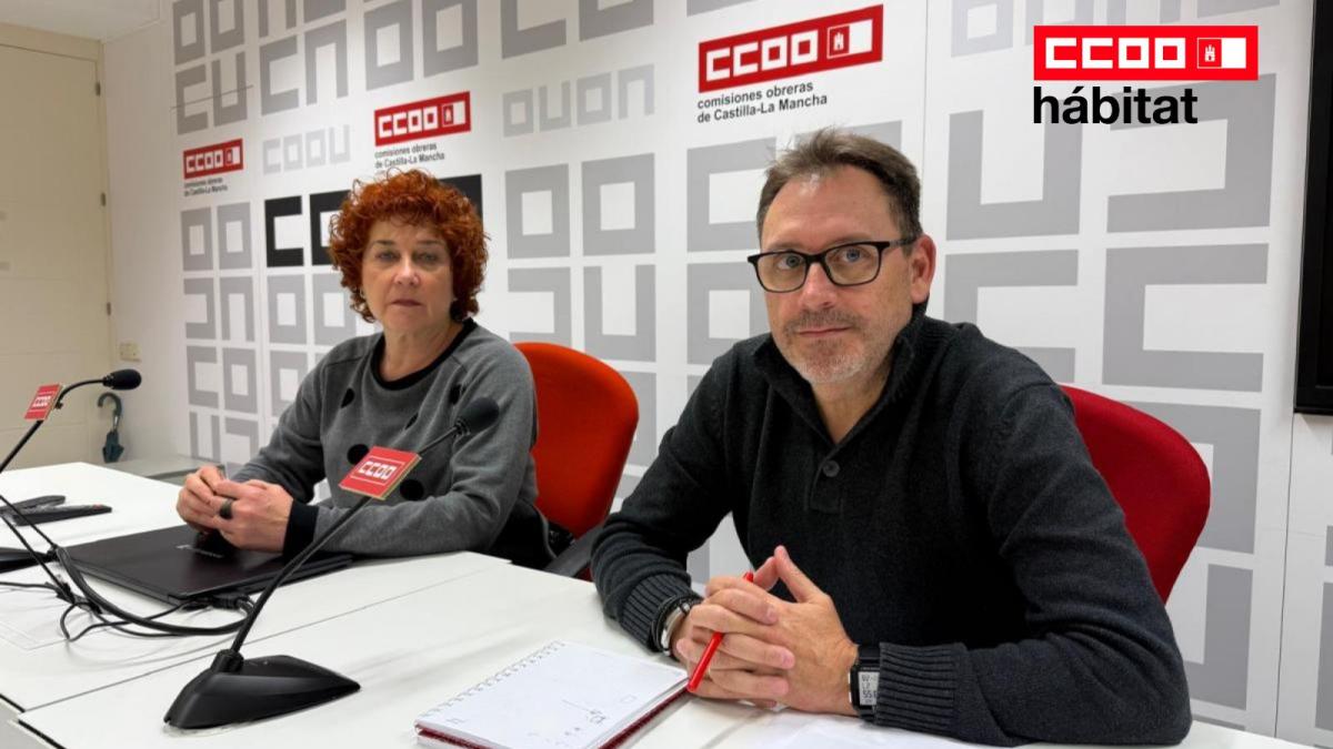 Maribel Cabañero y Juan Carlos García en Rueda de Prensa por la demanda interpuesta contra Mitie Facilitie y la JCCM