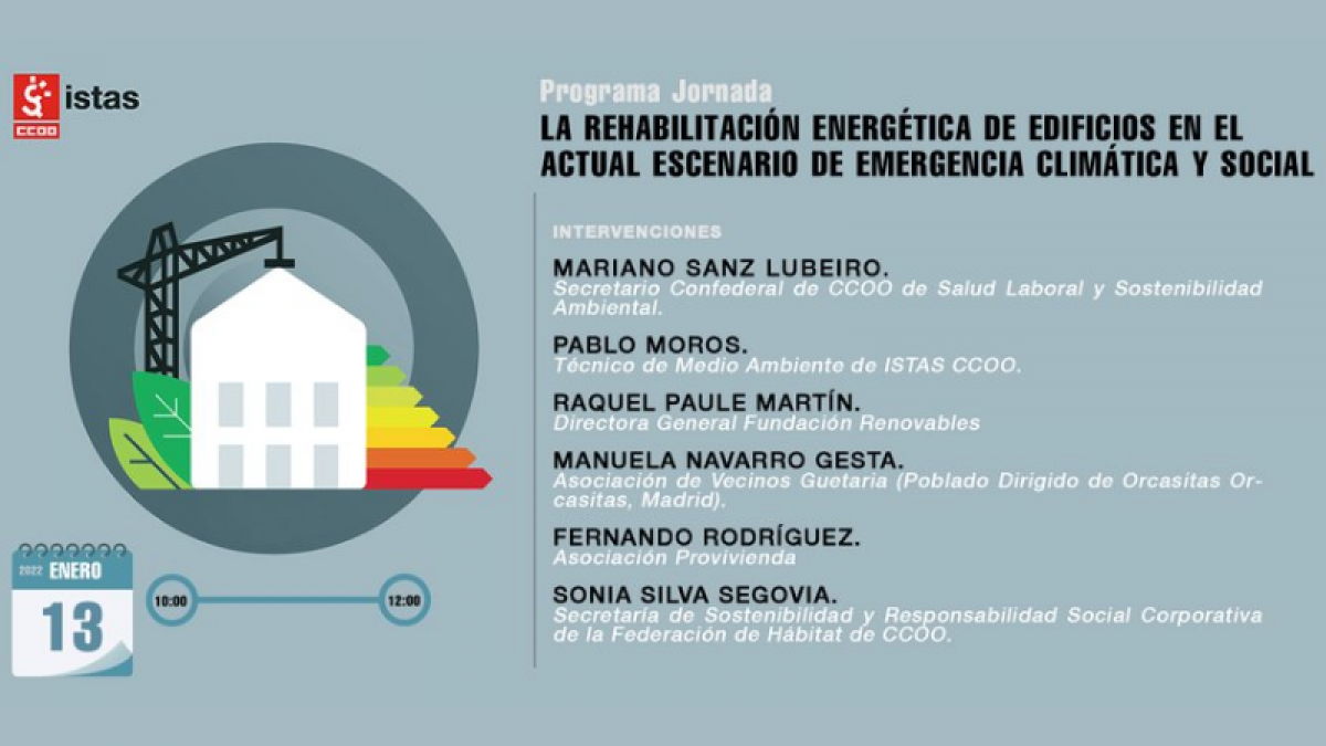 CCOO del Hábitat en la jornada “Rehabilitación Energética de edificios en el escenario de emergencia climática y social”