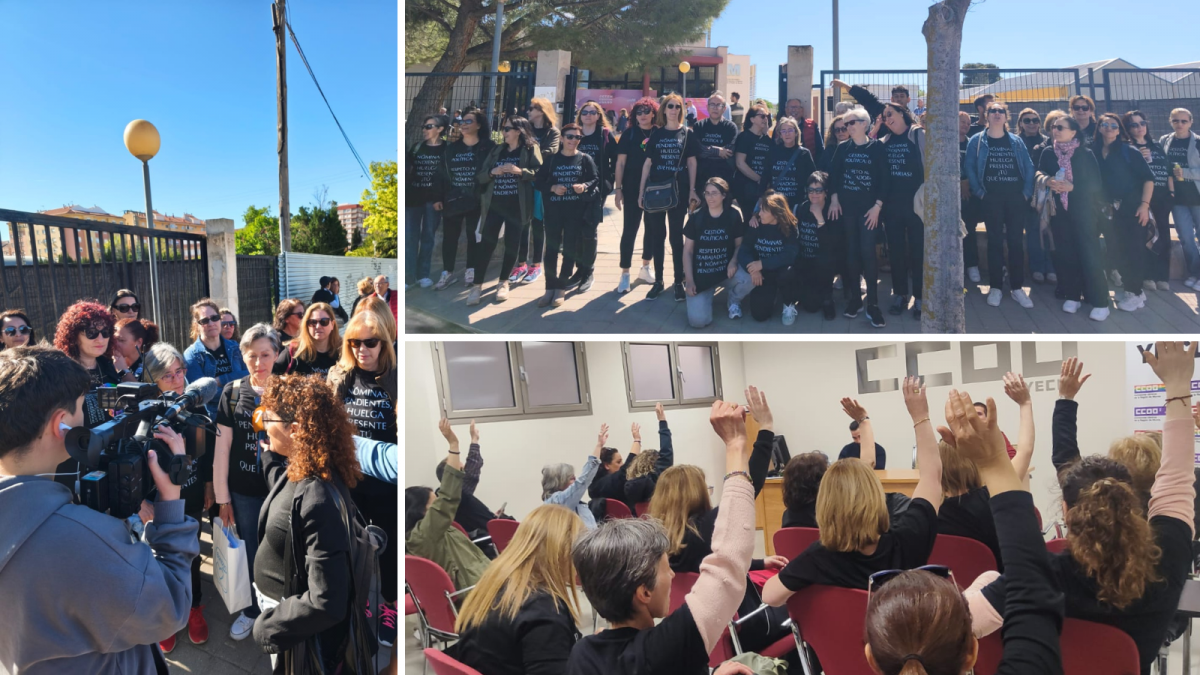 Noveno día de huelga indefinida de las limpiadoras del Ayuntamiento de Yecla por impagos de salarios.