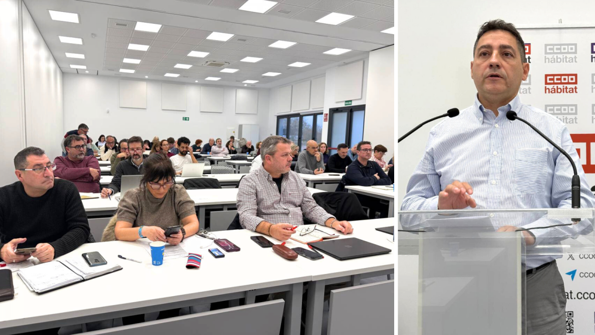 Sala del Consejo y Pablo Urmeneta Abenia, secretario de Organización de CCOO del Hábitat.