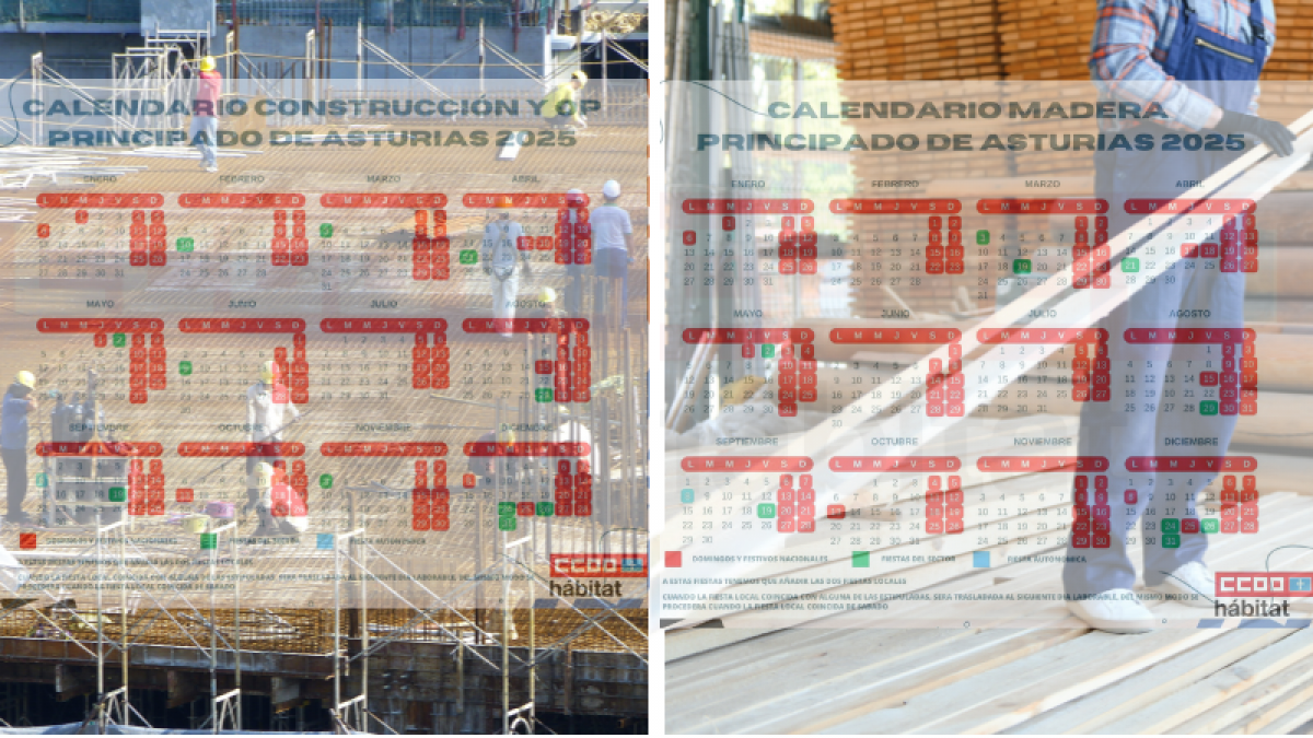 Firmados los calendarios laborales de Construccin y Madera de Asturias para 2025