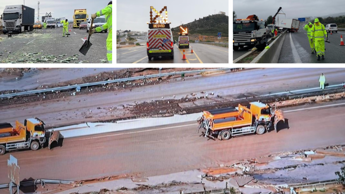 Antes y despus de la DANA los trabajadores y las trabajadoras de la Conservacin de Carreteras son indispensables