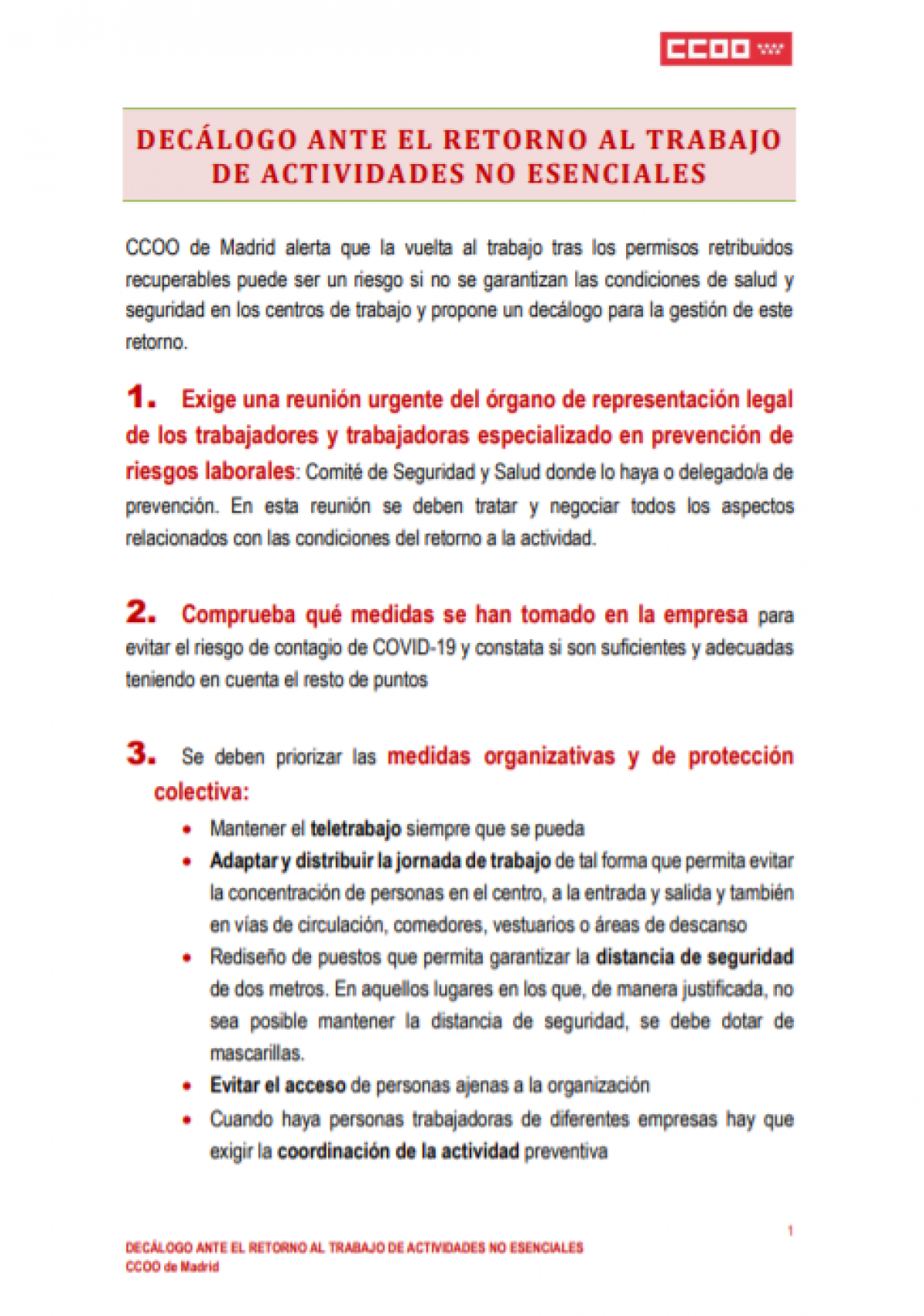 Decálogo ante el retorno al trabajo de actividades no esenciales (13-4-2020)
