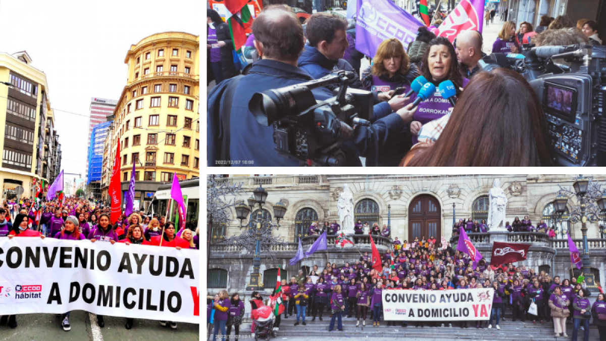 La segunda jornada de huelga del Servicio de Atención Domiciliaria (SAD) de Bizkaia ha sido secundada por el 94% de las trabajadoras