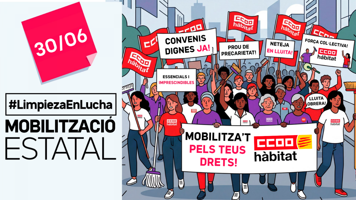 CCOO es concentra davant de Foment del Treball per exigir el reconeixement digne de les treballadores i treballadors de la neteja