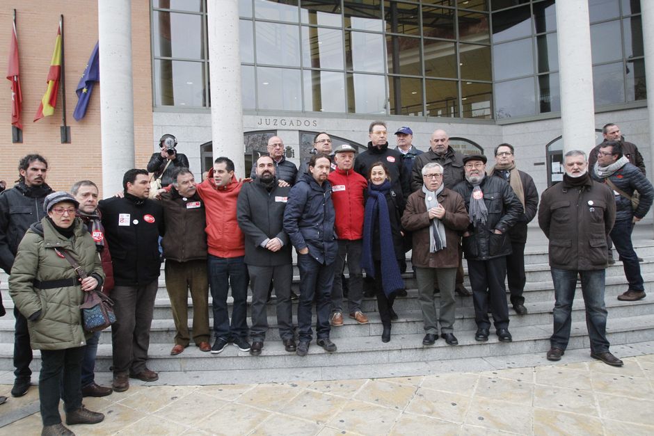 Juicio a los 8 de Airbus, primer día, manifestacion en Getafe y entrada al juicio
