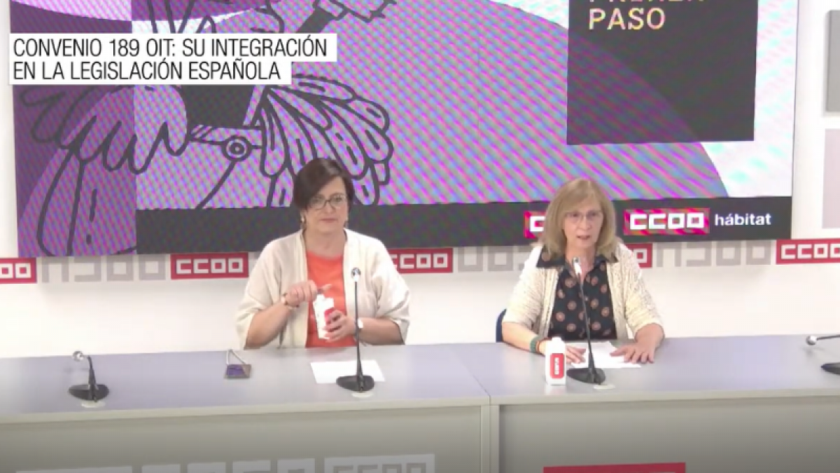 Pilar Expósito interviene en la rueda de prensa sobre el Convenio 189 de la OIT