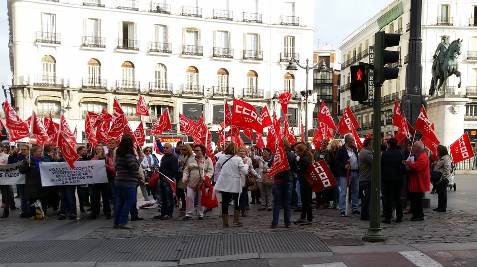 Trabajadoras de Ferroser en la Puerta del Sol de Madrid