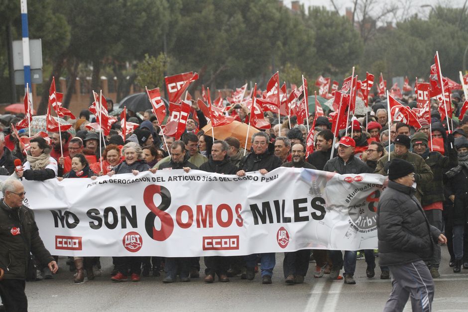 Juicio a los 8 de Airbus, primer día, manifestacion en Getafe y entrada al juicio