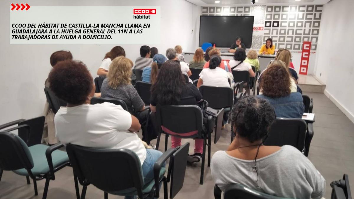 CCOO del Hábitat de Castilla-La Mancha llama en Guadalajara a la huelga general del 11N a las trabajadoras de ayuda a domicilio