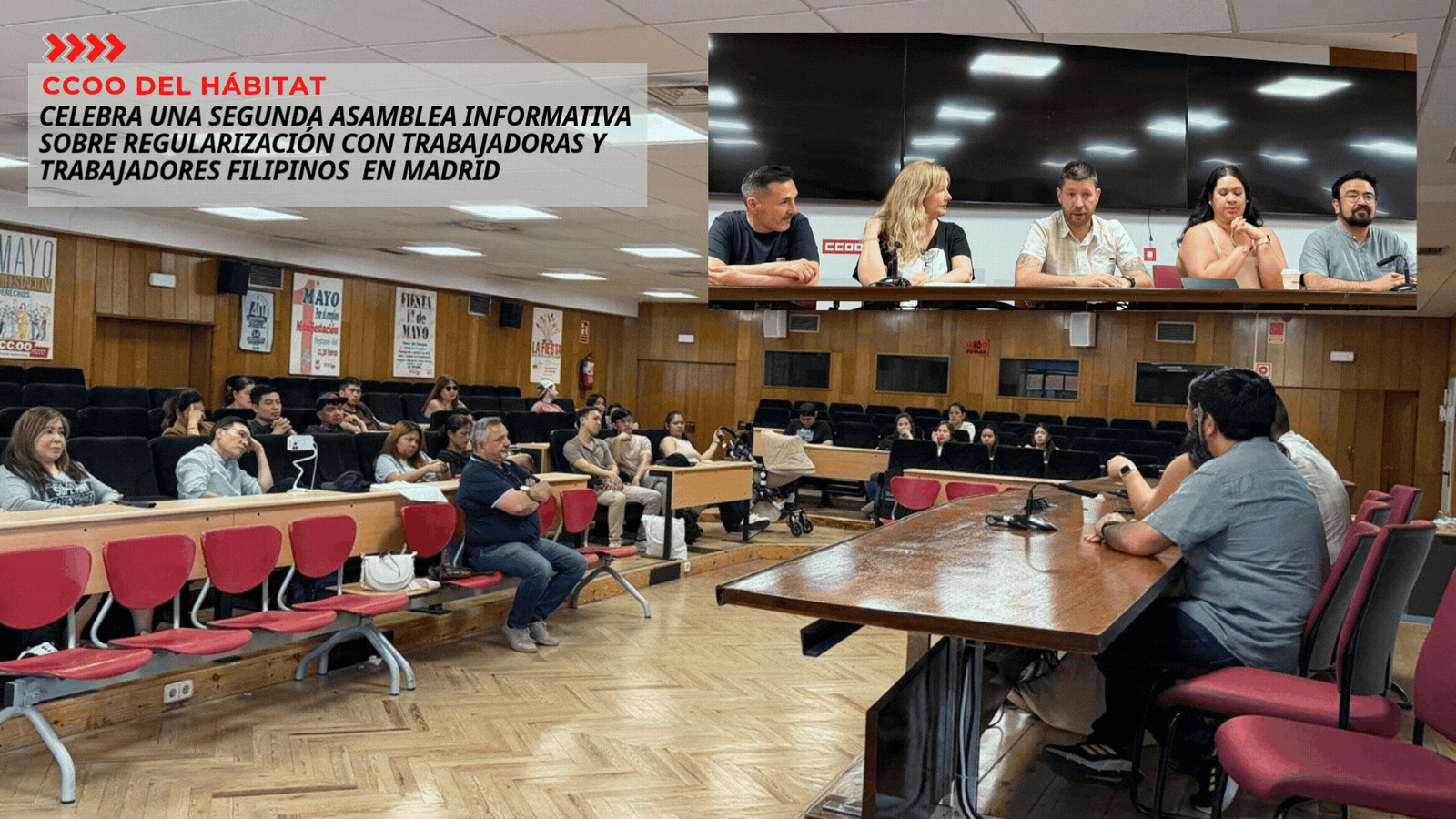CCOO del Hábitat celebra una segunda asamblea informativa sobre regularización con trabajadoras y trabajadores filipinos.