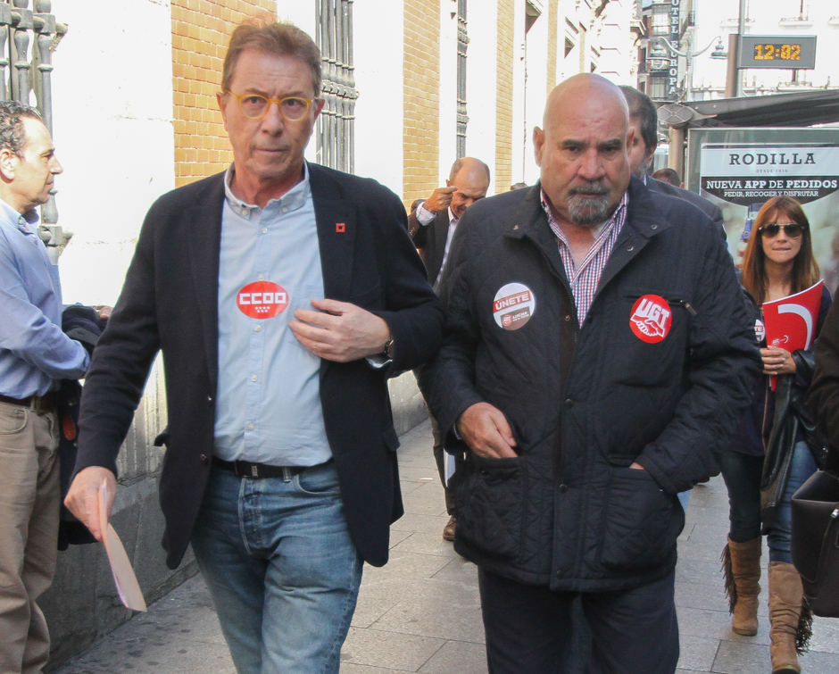 Jaime Cedrún (CCOOMadrid) y Carmelo Ruíz de la Hermosa (UGTMadrid)
