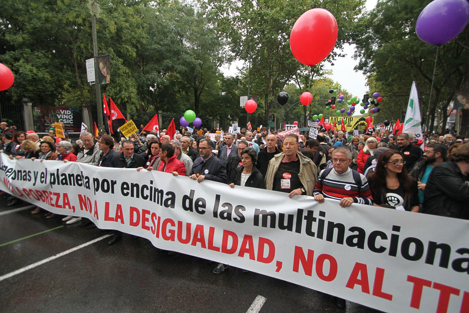 Manifestación contra la pobreza y el TTIP en Madrid, 17 octubre 2015