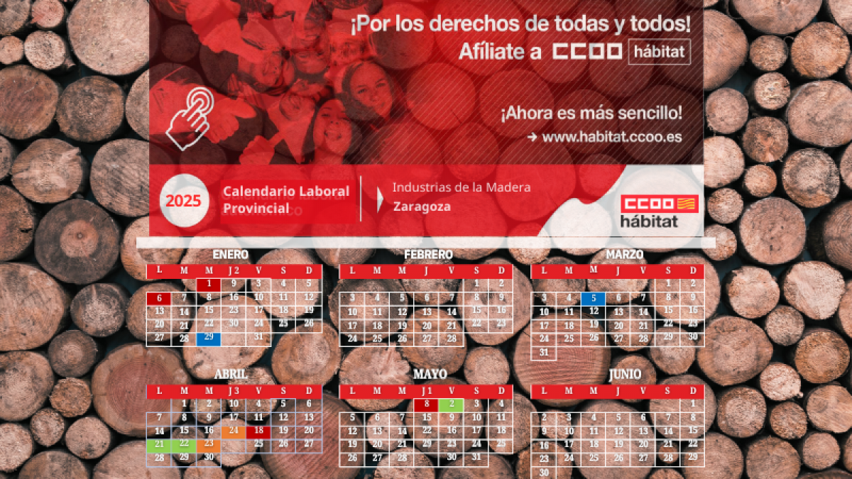 Firmado el calendario laboral 2025 de la Industria de la Madera de la provincia de Zaragoza