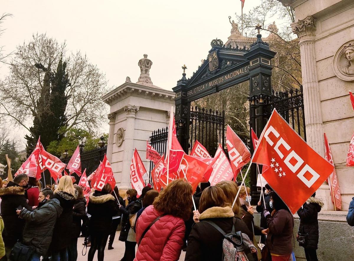 Cocnentración de protesta convocada por CCOO