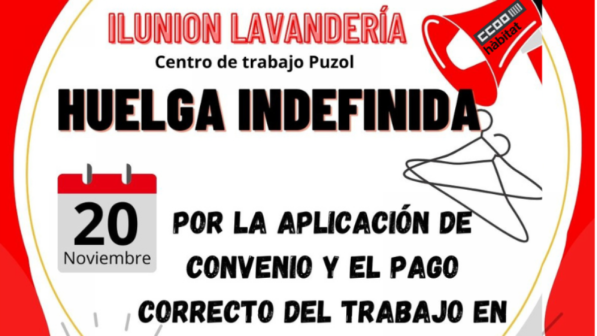 Huelga indefinida en ILUNION Lavandería de Puzol