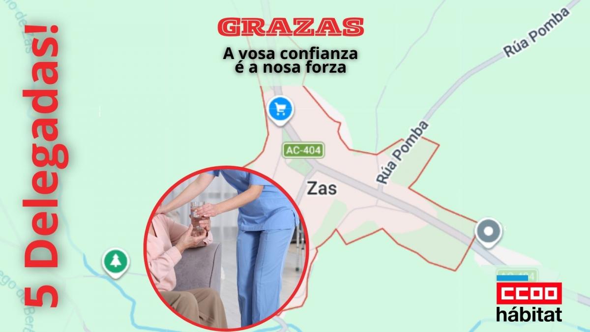 CCOO do Hábitat de Galicia logra un pleno de representación no SAD de Zas a pesar da alta competencia