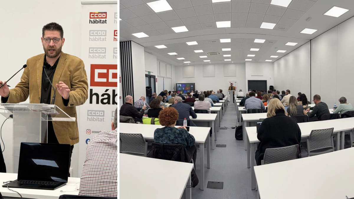 Daniel Barragán Burgui, secretario general de CCOO del Hábitat, presenta el informe general al Consejo.