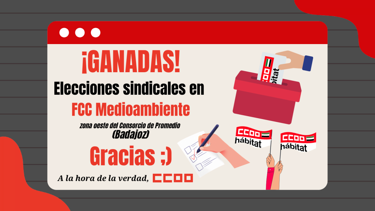 CCOO del Hábitat de Extremadura refuerza su mayoría en FCC Medio Ambiente pese a los contratiempos