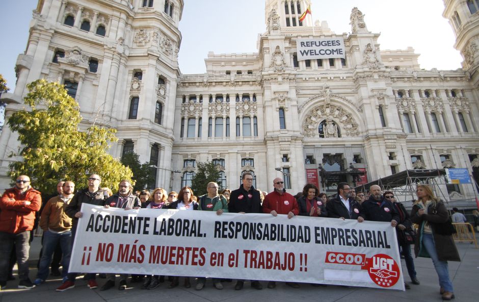 Concentración contra las muertes por accidente laboral en Madrid