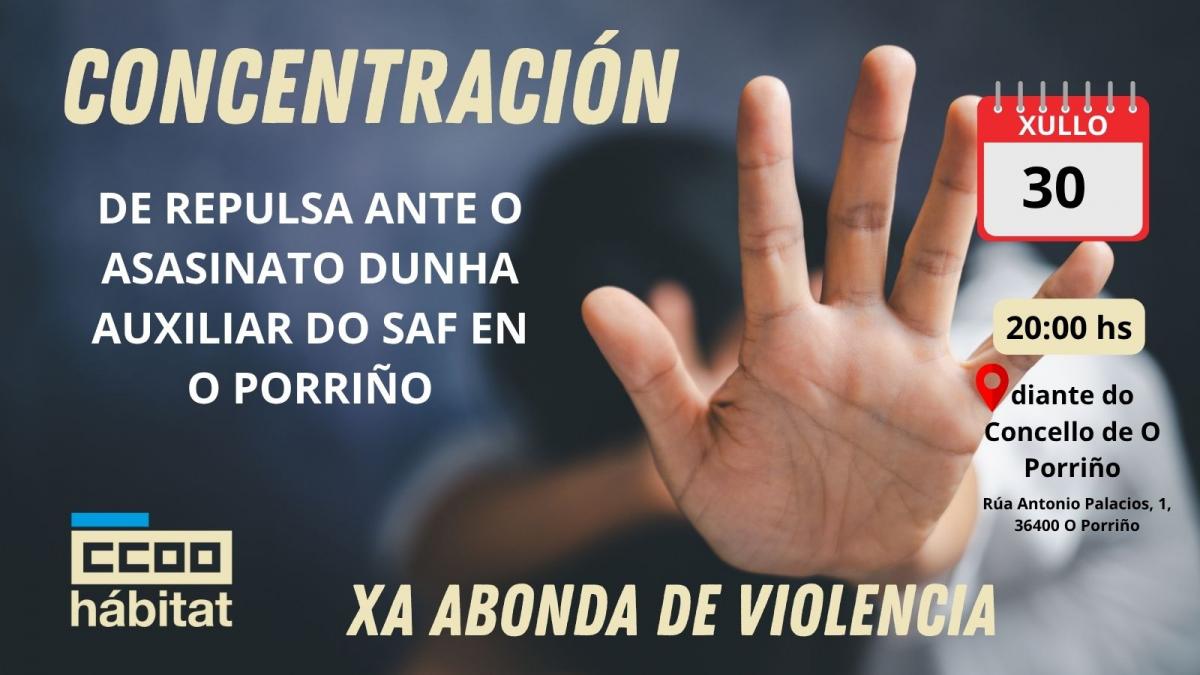 Concentracin de CCOO do Hbitat Galicia ante o asasinato de Teresa, Auxiliar do SAF en O Porrio