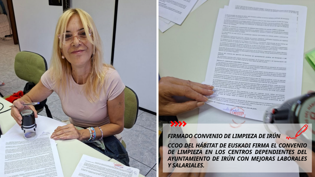 Firmado el Convenio de Limpieza de los Centros Dependientes del ayuntamiento de Irún