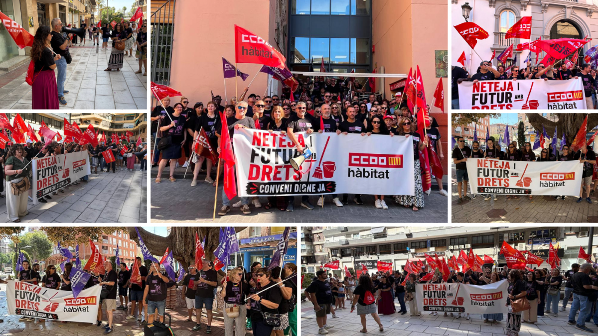 Cientos de trabajadoras y trabajadores del sector de la limpieza se movilizan en el País Valencià para exigir el desbloqueo de la negociación colectiva