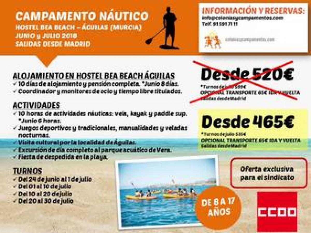 Campamentos náuticos Águilas 2018 con VEN-T INTERNATIONAL TRAVEL