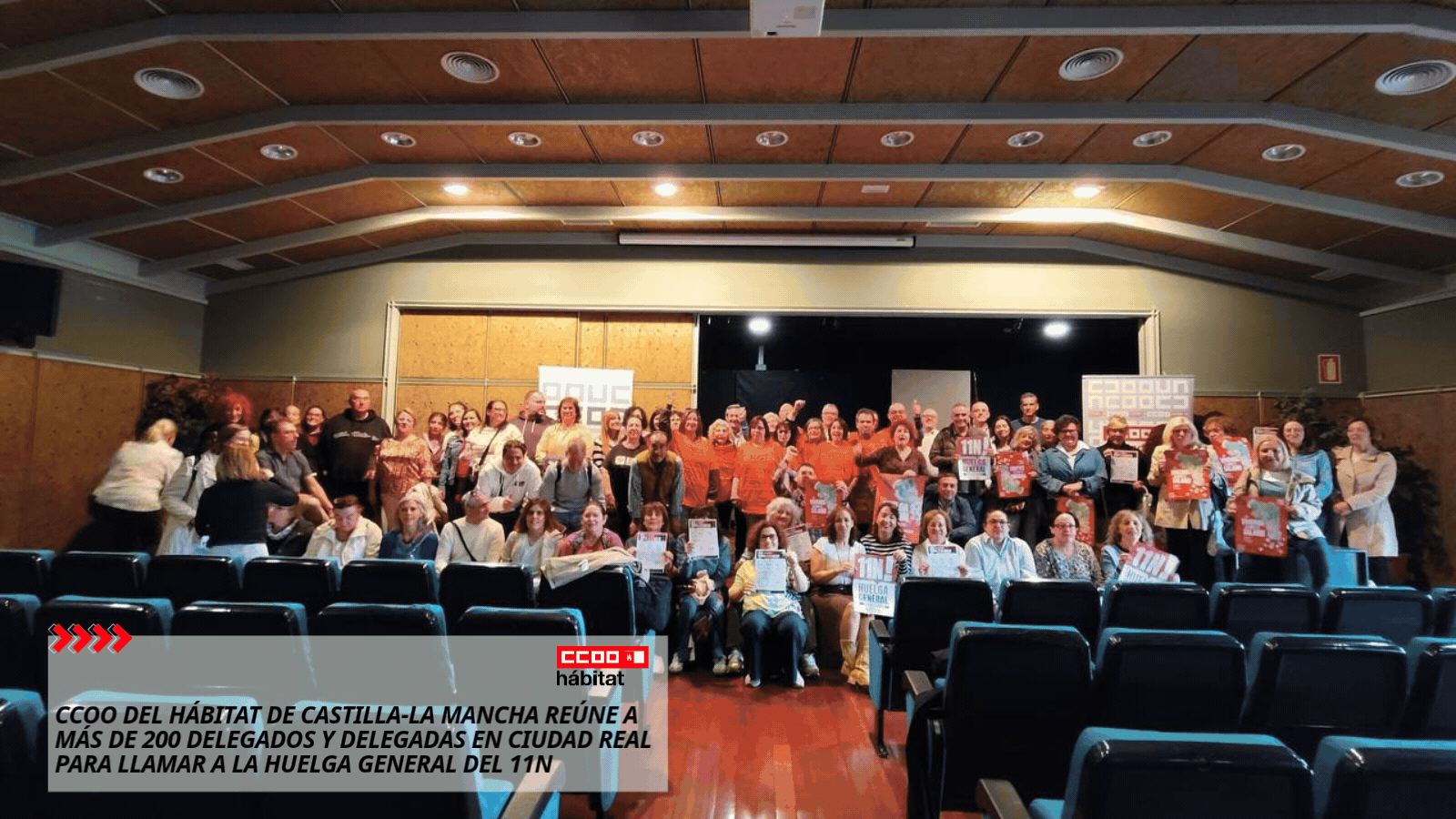 CCOO del Hábitat de Castilla-La Mancha reúne a más de 200 delegados y delegadas en Ciudad Real para llamar a la huelga general del 11N