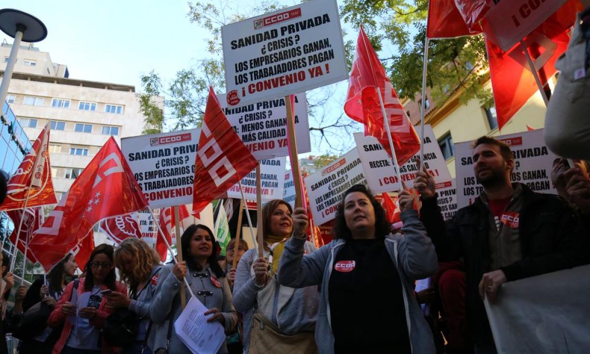Concentración de trabajadoras de sanidad privada el pasado día de 24 octubre