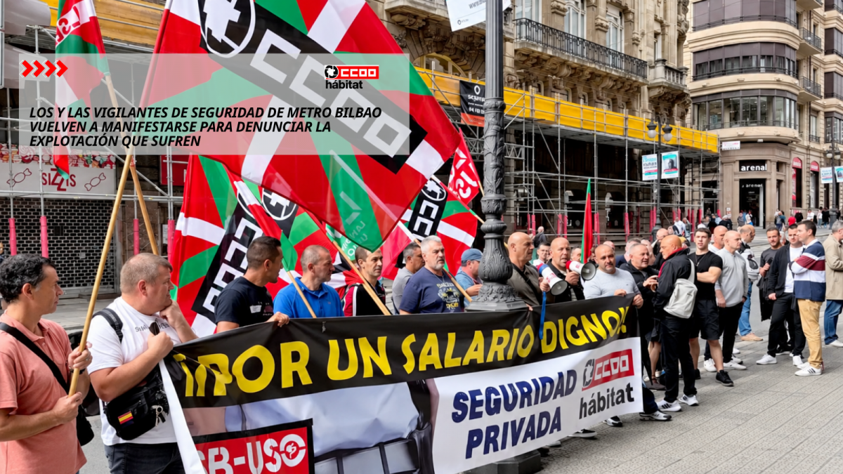 Vigilantes de seguridad del Metro Bilbao vuelven a manifestarse para denunciar la explotación que sufren