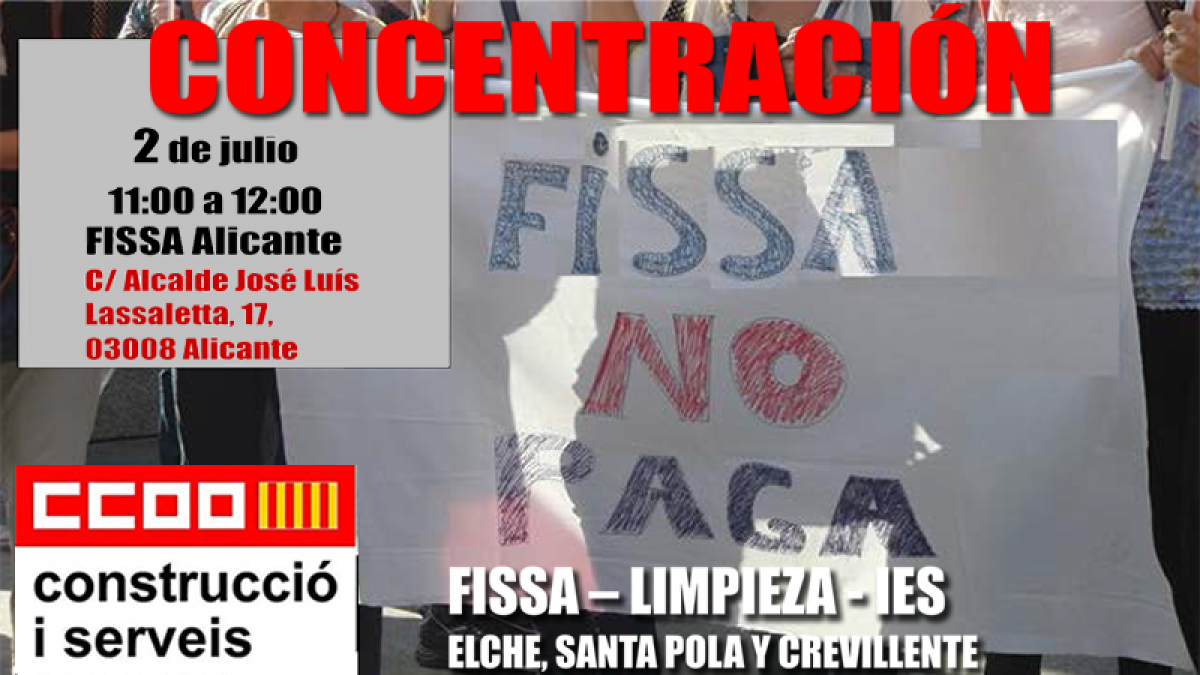 Protesta por el impago de salarios a las trabajadoras de limpieza de los IES de Elche, Santa Pola y Crevillente