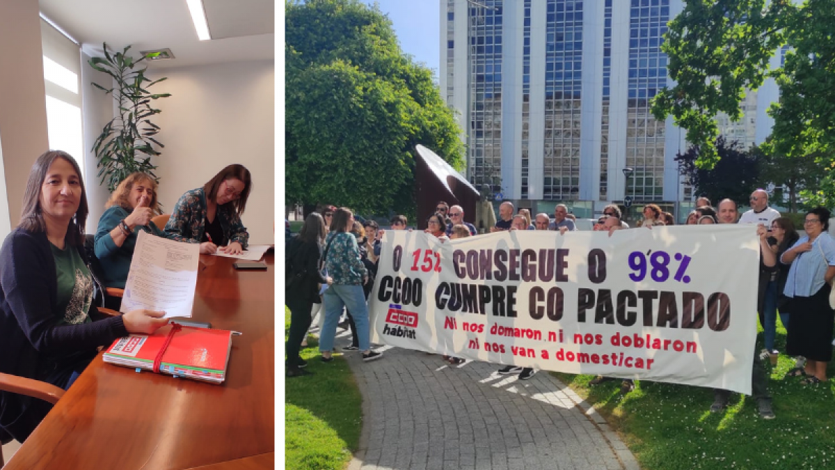 Firmadas las tablas salariales del convenio de Limpieza de A Corua, que recogen el 9,8% de subida exigida por el sindicato