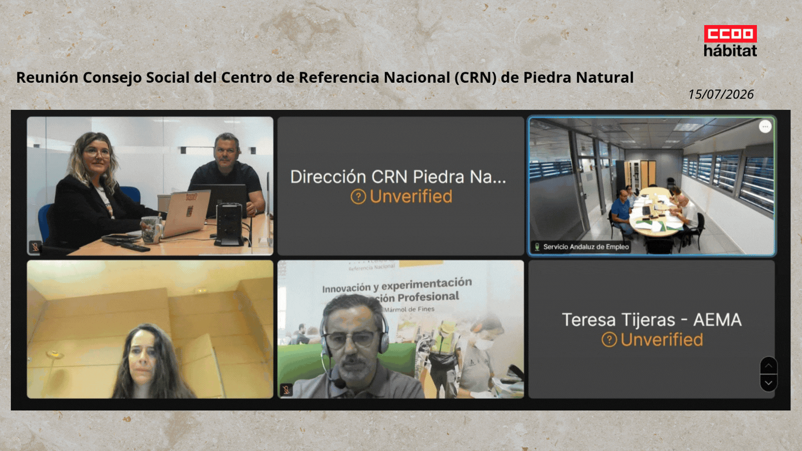 CCOO del Hábitat participa en los Consejos Sociales de los Centros de Referencia Nacional de Carpintería y Mueble y de Piedra Natural