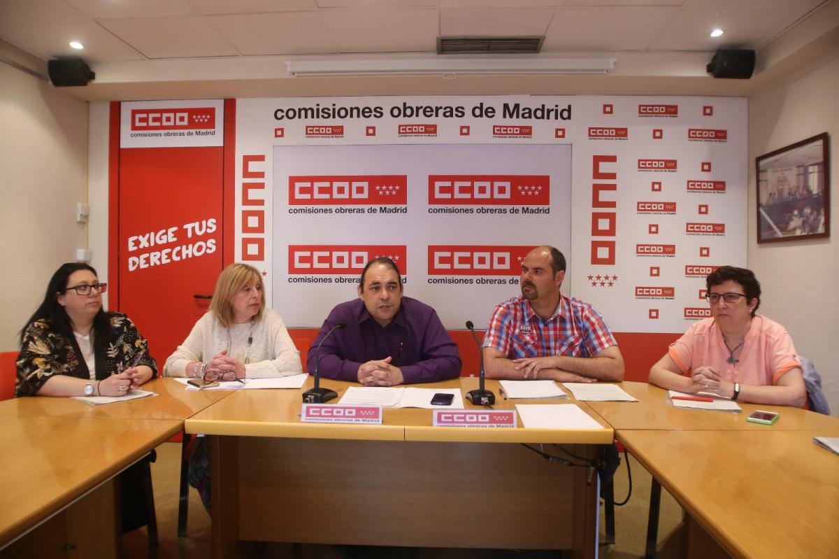 Rueda de prensa en la sede de CCOO de Madrid