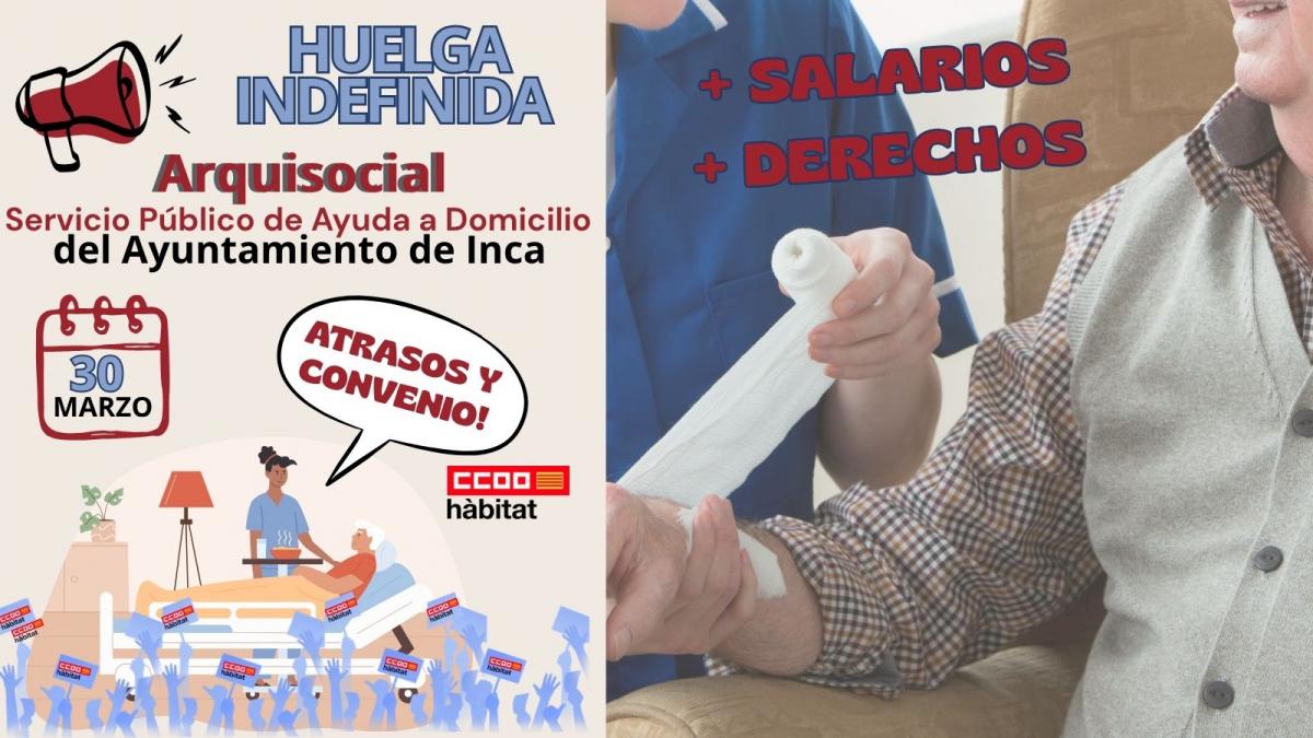 CCOO convoca huelga indefinida en el Servicio Público de Ayuda a Domicilio de Inca