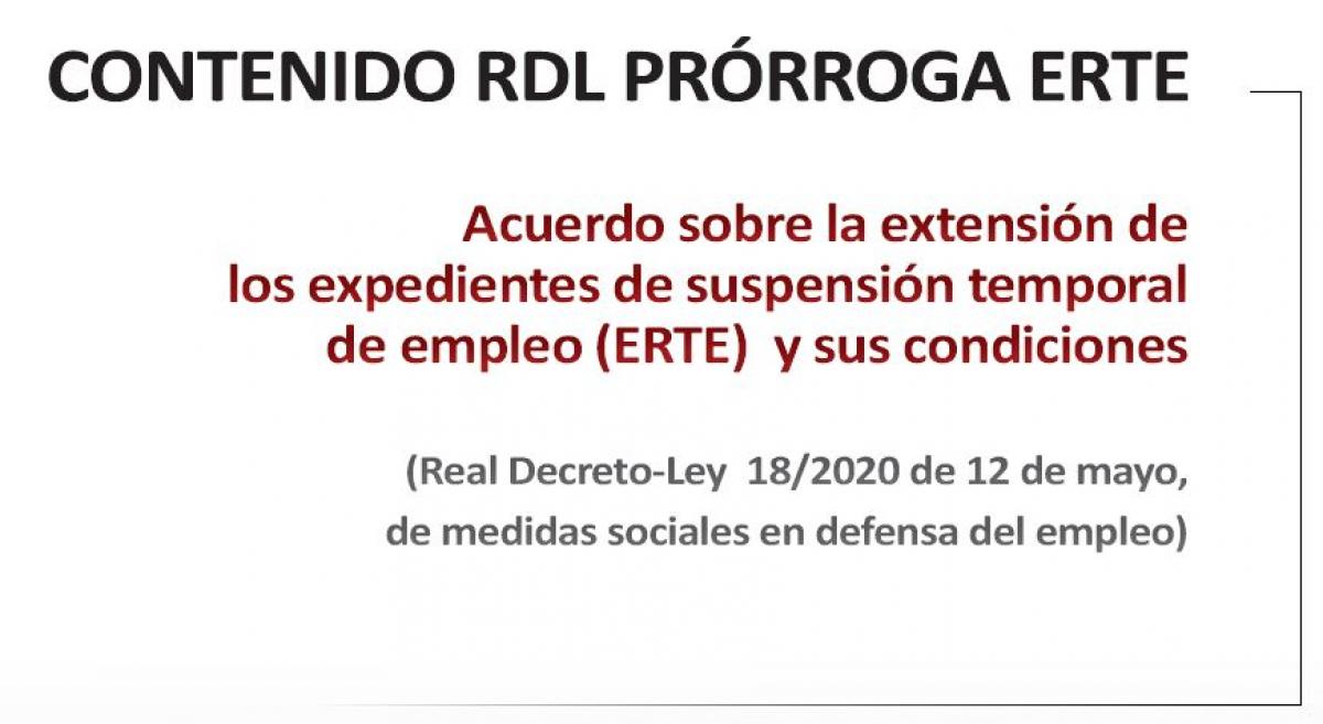 CCOO publica un resumen del contenido del RDL de la prórroga de los ERTE
