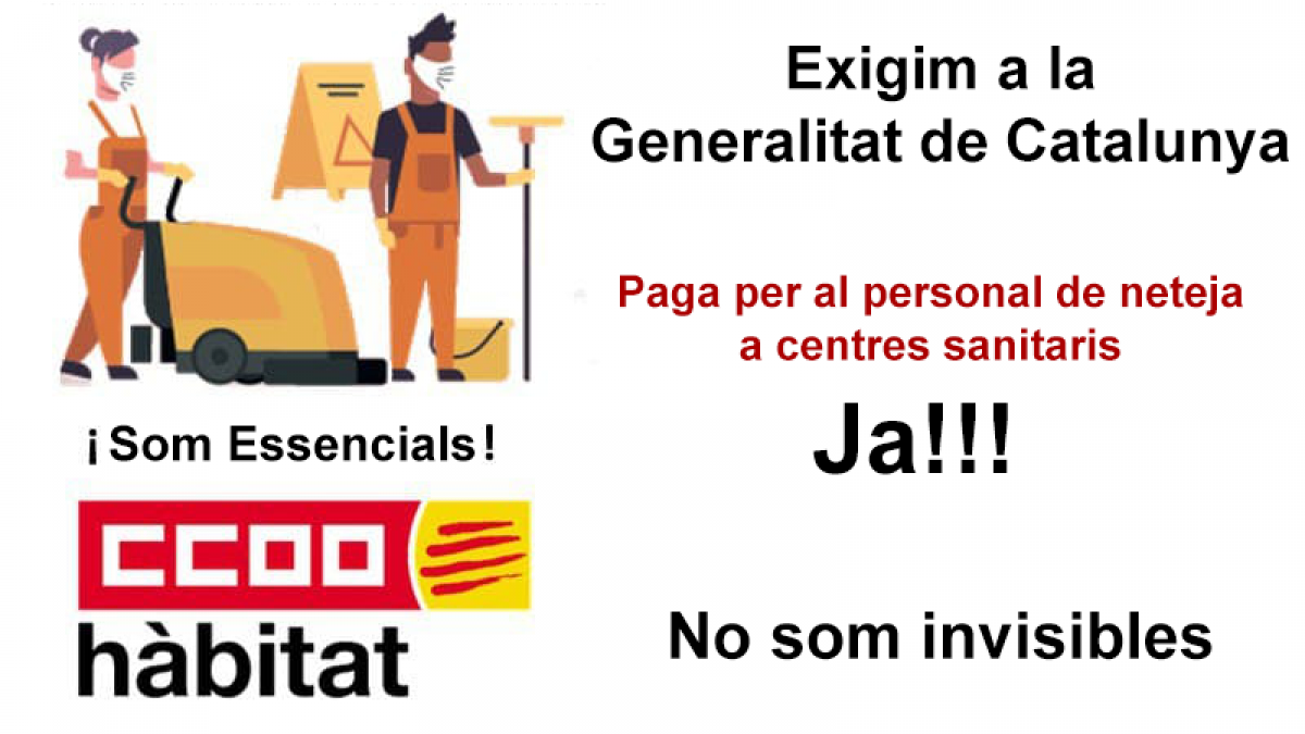 S'exigeix a la Generalitat que pacti el desenvolupament de la paga del personal de neteja als centres sanitaris i sociosanitaris