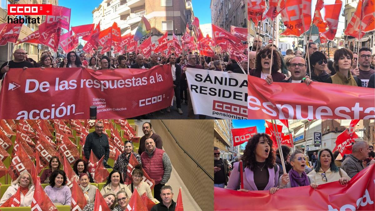 Delegadas y delegados de CCOO del Hábitat de la Región de Murcia participan en el encuentro sindical con Unai Sordo