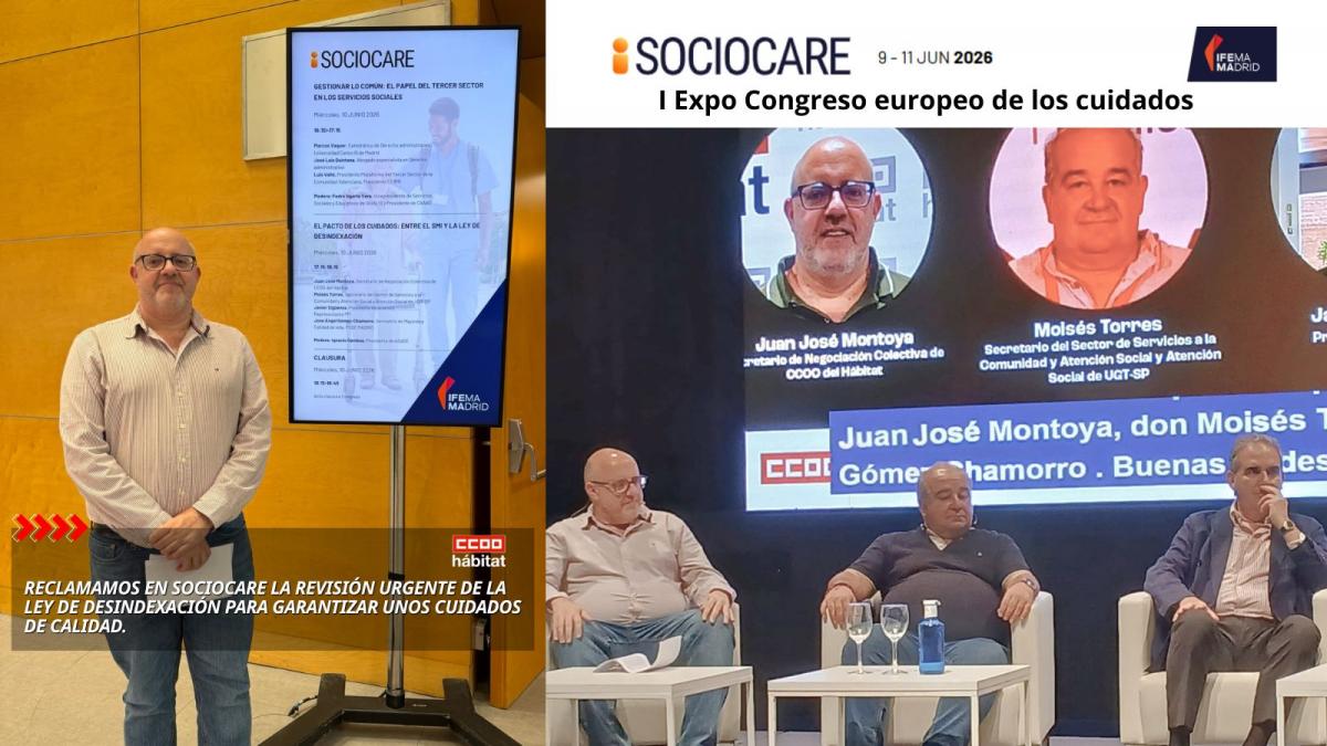 CCOO del Hábitat reclama en SocioCARE la revisión urgente de la Ley de Desindexación para garantizar unos cuidados de calidad