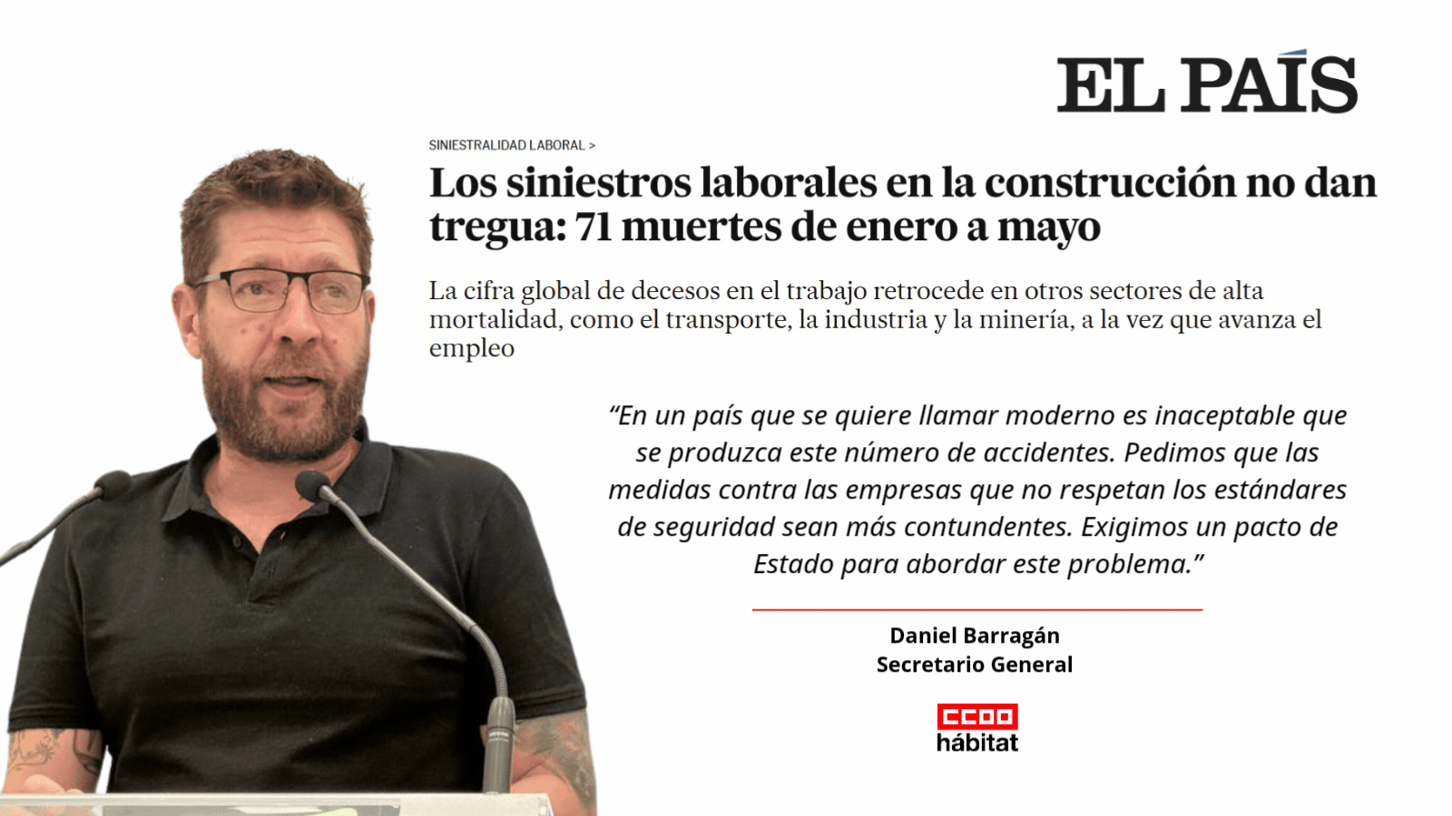 “Exigimos un pacto de Estado para abordar la Siniestralidad”