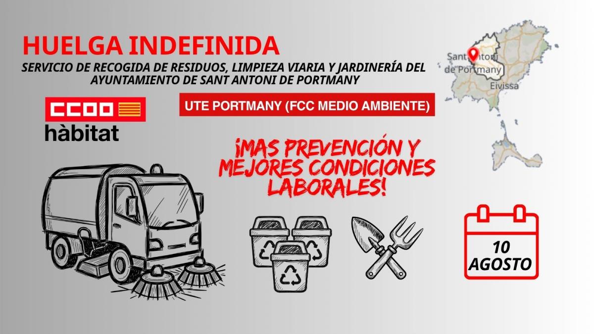 huelga indefinida en la UTE Portmany (FCC Medio Ambiente) por los riesgos laborales y el deterioro de las condiciones de trabajo