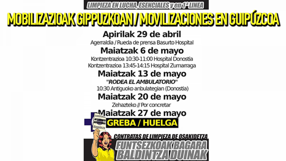 Cartel de movilizaciones en Guipzcoa