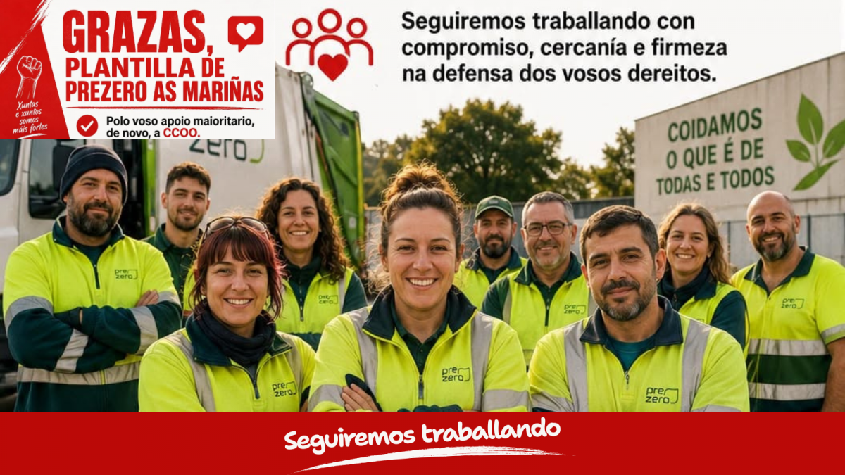 CCOO do Hábitat de Galicia revalida a súa maioría en PreZero As Mariñas