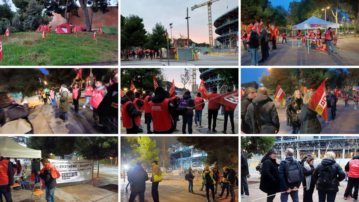 CCOO acampa de forma indefinida per denunciar els nous acomiadaments a les obres del Camp Nou